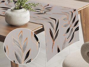 Biante Bavlnený behúň na stôl Sandra SA-437 Popínavé listy na sivom 20x120 cm