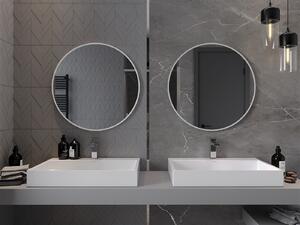 Mexen Loft, okrúhle kúpeľňové zrkadlo 70 cm, farba rámu biela, 9850-070-070-000-20