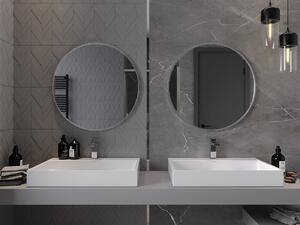 Mexen Loft, okrúhle kúpeľňové zrkadlo 70 cm, farba rámu brúsená oceľ, 9850-070-070-000-10