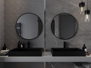 Mexen Loft, okrúhle kúpeľňové zrkadlo 70 cm, farba rámu čierna matná, 9850-070-070-000-70