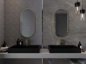 Mexen Loft, oválne kúpeľňové zrkadlo 80 x 40 cm, farba rámu zlatá lesklá, 9851-080-040-000-50