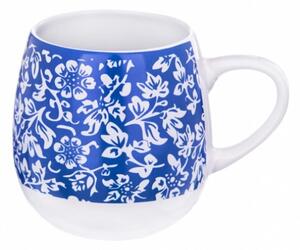 German Hrnček Modrý dizajn / 580 ml / keramika / kvety / biela/modrá