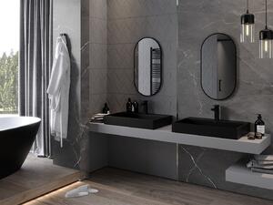 Mexen Loft, oválne kúpeľňové zrkadlo 75 x 40 cm, farba rámu čierna matná, 9851-075-040-000-70