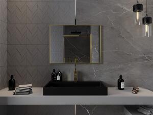 Mexen Loft, obdĺžnikové kúpeľňové zrkadlo 80 x 60 cm, farba rámu zlatá lesklá, 9852-080-060-000-50