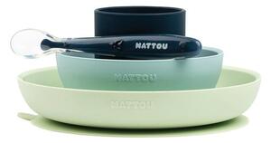 NATTOU Set jedálenský silikonový 4 ks zeleno-modrý bez BPA 877008