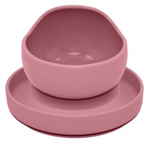 PETITE&MARS Set jedálenský silikónový TAKE&MATCH 2 ks tanier + miska Dusty Pink 6m+ VP-F171135