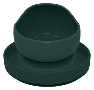PETITE&MARS Set jedálenský silikónový TAKE&MATCH 2 ks tanier + miska Misty Green 6m+ VP-F171132