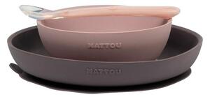 NATTOU Set jedálenský silikónový 3 ks fialovo-ružový bez BPA 876797