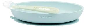 NATTOU Set jedálenský silikonový 2 ks tanier a lyžička mint bez BPA 877138