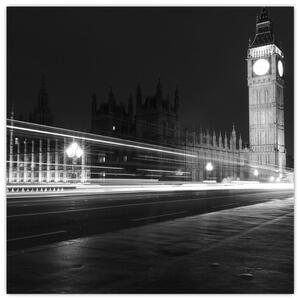 Čiernobiely obraz Londýna - Big ben (Obraz 30x30cm)