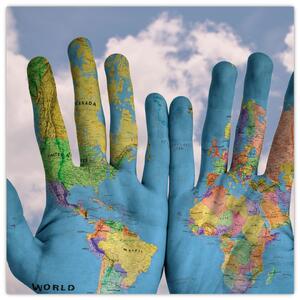 Obraz - mapa sveta na dlani (Obraz 30x30cm)