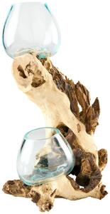 VÁZA, drevo, sklo, 40 cm Ambia Home - Vázy