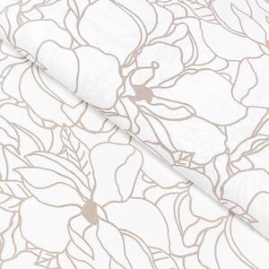Goldea hranatý obrus 100% bavlnené plátno - svetlo béžové kvety na bielom 80 x 80 cm
