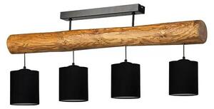 Stropné svietidlo Britop Forst / E27 / rustikálny dizajn / 25 W / drevo / textil / IP20 / čierna/hnedá