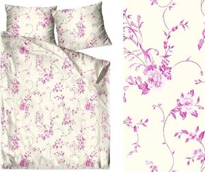 Bavlnené obliečky s romantickým vzorom Ružová