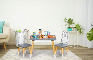 ECOTOYS Detský drevený stolík Bunny + 2 stoličky