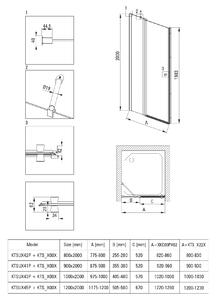 Deante Kerria Plus sprchové dvere 120 cm výklopné chróm lesklá/priehľadné sklo KTSU045P