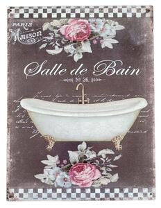 Čierna nástenná kovová ceduľa Salle de Bain - 25*33 cm - Ostatní
