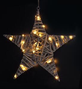Solight LED ratanová hviezda, 40x LED, 2x AA, 40 cm