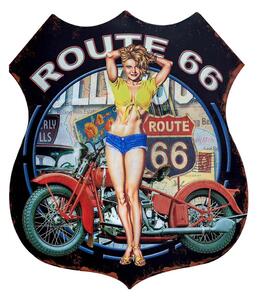 Čierna nástenná kovová ceduľa Route 66 - 30*1*35 cm - Clayre & Eef