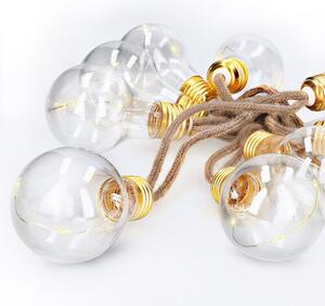Solight LED dekoratívne žiarovky na prírodnom povraze, 10x žiarovka, 30 LED, 180 cm, časovač, 3x AA