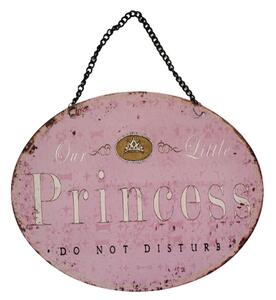 Ružová závesná kovová ceduľa s retiazkou Princess - 25*20 cm - Ostatní