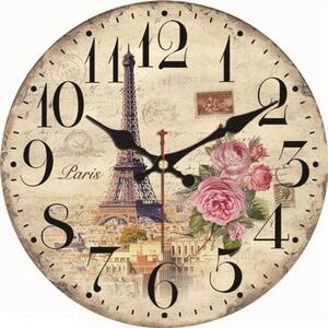 Veselá Stena Drevené nástenné hodiny Eiffelova veža