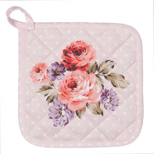 Ružová bavlnená chňapka - podložka s ružami Dotty Rose - 20 * 20 cm - Clayre & Eef