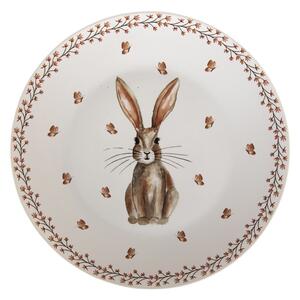 Porcelánový jedálenský tanier Rustic Easter Bunny - Ø 26*2 cm - Clayre & Eef
