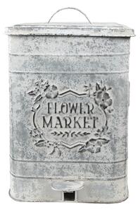 Sivý vintage odpadkový kôš s patinou Flower Market - 26*26*36 cm - Clayre & Eef