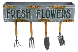 Dekoračná nástenná polička so záhradným náradím Fresh Flowers - 56*16*29 cm - Clayre & Eef