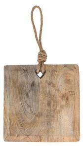 Hnedá drevená servírovacia doska so špagátom - 20*20*2 cm - Clayre & Eef