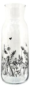 Sklenená karafa s kvetinami Flora And Fauna - Ø 9*25 cm / 1000 ml - Clayre & Eef