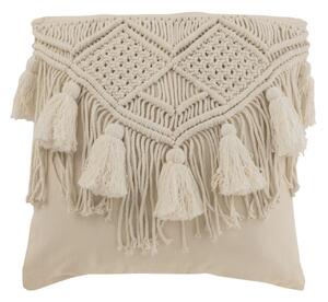 Prírodný vankúš s drhaným vzorom a strapcami Macramé Cosy - 45*17*45 cm - J-Line by Jolipa