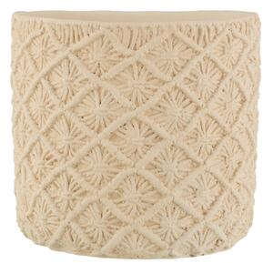 Béžový cementový kvetináč s drhaným vzorom Ibiza Macrame - Ø30*28 cm - J-Line by Jolipa