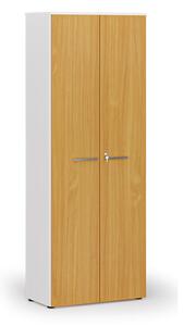 Kancelárska skriňa s dverami PRIMO WHITE, 800 x 420 x 2128 mm, biela/buk