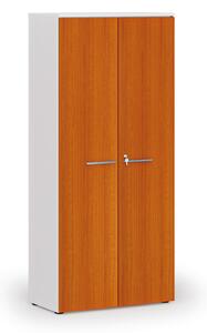 Kancelárska skriňa s dverami PRIMO WHITE, 800 x 420 x 1781 mm, biela/čerešňa