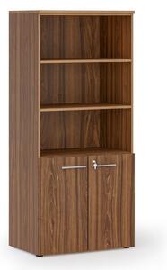 Kombinovaná kancelárska skriňa PRIMO WOOD, nízke dvere, 800 x 500 x 1781 mm, orech