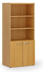 Kombinovaná kancelárska skriňa PRIMO WOOD, nízke dvere, 800 x 500 x 1781 mm, buk