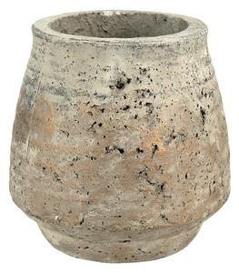 Béžovo-šedý cementový kvetináč s patinou - Ø 19*18 cm - Clayre & Eef