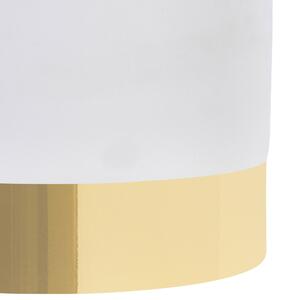 Taburetka biela zamatová okrúhla elegantný taburet so zlatým podstavcom