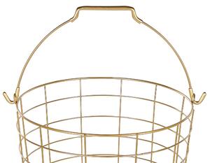Kovový stojan s 3 drôtenými košíkmi zlatý na kolieskach úložné košíky na ovocie uteráky úložný priestor do kúpeľne a kuchyne