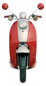 Nástenná kovová ceduľa Scooter Red - 27*1*50 cm - Clayre & Eef