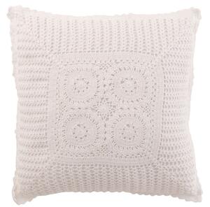 Biely bavlnený vankúš s čipkou Lace white - 43*10*43cm - J-Line by Jolipa