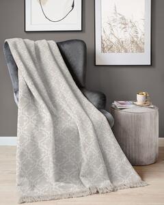 Béžová akrylovo bavlnená deka s marockým vzorom a strapcami 150 x 200 cm
