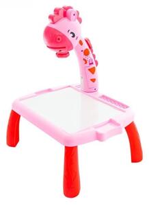 Tulimi Detský stôl Žirafa s projektorom a fixkami, ružový
