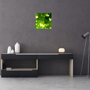 Zelená srdiečka - obraz do bytu (Obraz 30x30cm)