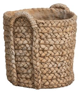 Hnedý cementový kvetináč s pleteným vzorom z listov Leavia - 37*38*38cm - J-Line by Jolipa