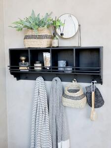 Čierna antik nástenná kovová polička s háčikmi Datione - 80*22*31cm - Chic Antique