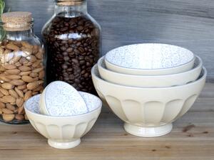 Set 5ks latté porcelánová miska s kvetmi vo vnútri Arés - Ø15*9 cm - Chic Antique